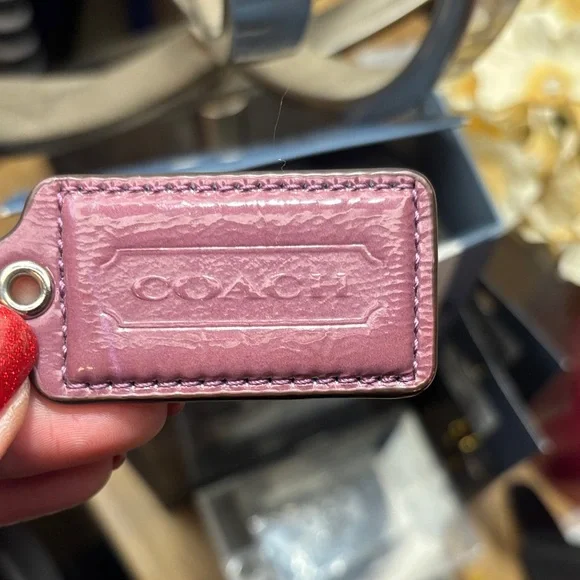 Coach Hangtag Plum Leather Key Fob - Picture 2 of 3